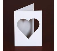 Lot de 10 cartes passe-partout blanches DIN B6 - Motif : cœur