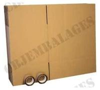 Lot de 10 cartons DD 60 x 40 x 40 cm + 2 adhésif 66 M (CBJ Emballages)