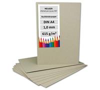 Lot de 10 cartons de reliure, format A4, épaisseur : 1 mm (0,1 cm), grammage : 615 g/m², format : 29,7 x 21,0 cm, couleur : gris/marron