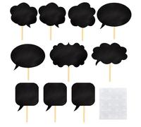 Lot De 10 Cartons Noirs Vierges Équipés De Brochettes En Bois Et D'Autocollants Adhésifs, Accessoires Photo Amusants, Production Créative De Bricolage, Fournitures De Fête, Décorations De Fête.