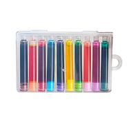 Lot de 10 cartouches de recharge universelles de rechange - 10 couleurs de rangement dans une boîte transparente pour stylo de voyage - 10 pièces universelles de 3,4 mm de diamètre - 10 couleurs de