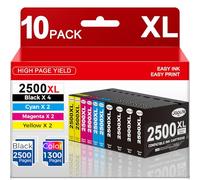 Lot de 10 cartouches d'encre 2500XL PGI 2500xl compatibles avec Canon 2500 2500XL Multipack pour Canon Maxify MB5150