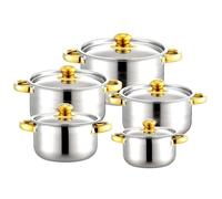 Lot de 10 casseroles en acier inoxydable - Avec couvercle - Compatible induction