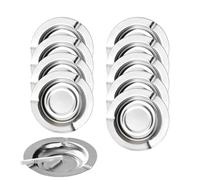 Lot de 10 cendriers jetables en acier inoxydable pour fumeurs, cendriers jetables pour fête, cendrier à cigares pour homme (rond, argenté, 12 x 12 x 1,5 cm)