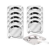 Lot de 10 cendriers jetables en acier inoxydable pour fumeurs, cendriers jetables pour fête, cendrier à cigares pour homme (carré, argenté, 11,4 x 11,4 x 1,5 cm)