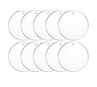 Lot de 10 cercles en acrylique transparent avec trous pour l'accrocher, parfaits pour les décorations de Noël et les activités artisanales personnalisées (rond, 75 x 2 mm)