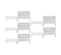 Lot de 10 chaises de parc miniatures et bancs pour décoration de jardin, maison de poupée et scènes de maquettes, meubles en plastique blanc de petite, moyenne et grande taille, 10 ou 100 pièces (L 10