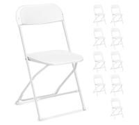 Lot de 10 chaises pliantes blanches en plastique, chaises pliantes portables pour jardin extérieur