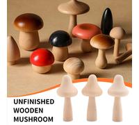 Lot de 10 champignons en bois brut de grande taille, non peints