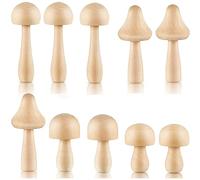 Lot de 10 champignons en bois brut non peint de grande taille pour projets d'art et d'artisanat, décoration