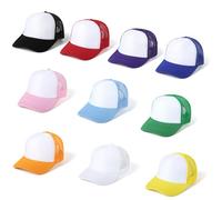 Lot de 10 chapeaux de camionneur vierges par sublimation, casquette de camionneur unie en mousse à l'avant, haute couronne en maille, casquette de baseball personnalisée en vrac réglable pour homme et