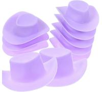 Lot de 10 chapeaux de cowboy miniatures pour maison de poupée à l'échelle 1:12, décorations de fête occidentales violettes, décorations de bouteille de vin et loisirs créatifs sur le thème des