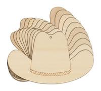 Lot de 10 chapeaux de cowboy Wild West en bois - 3 mm d'épaisseur - 10 x 16,4 cm - Trou supérieur au centre