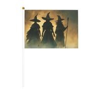 Lot de 10 chapeaux de sorcières à large bord - Petits drapeaux à main - Mini drapeaux sur bâton pour fête, activités d'équipe, défilés, décoration de vacances