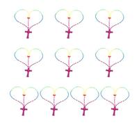 Lot de 10 chapelets de prière en caoutchouc souple coloré avec croix pour prière catholique, One Size, Comme décrit, Produit conforme à la description.
