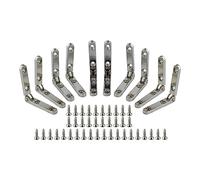 Lot de 10 charnières de support pliables à 90° en alliage de zinc - Charnières à ressort autobloquantes for boîtes en bois, coffrets à bijoux et plus encore(Silver)