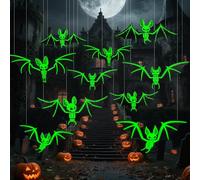 Lot de 10 Chauve-Souris en Plastique pour Halloween, Chauve-Souris Squelette Lumineuse pour Halloween, Décoration Halloween Lumineuse, Décoration Murale Effrayante pour Extérieur et Intérieur