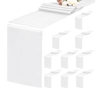 Lot de 10 chemins de Table Blancs 30 x 183 cm en Satin pour Tables Rondes rectangulaires, chemins de Table Blancs pour Mariage, banquets d'anniversaire, fiançailles, décoration de fête