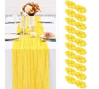 Lot de 10 chemins de table en étamine, jaune, extra large 89,9 x 304,8 cm
