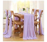 Lot de 10 chemins de Table en Mousseline de Soie de 3 m - Violet Clair - pour fête prénuptiale, fête, gâteau - pour Tables de réception