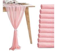 Lot de 10 chemins de table en mousseline de tulle transparent et romantique pour Noël, mariage, thé, fête prénatale, fête d'anniversaire (304,8 x 30,5 cm), Rose layette