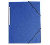 Lot de 10 chemises 3 rabats monobloc à élastique en carte lustrée 5/10e, 390g. Coloris bleu foncé