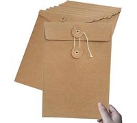 Lot de 10 chemises A4 en papier kraft respectueux de l'environnement avec fermeture à ficelle - Enveloppe marron pour projets, documents et rapports - Porte-documents recyclé durable