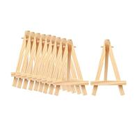 Lot de 10 chevalets de présentation, trépieds en bois naturel pour afficher de petites toiles, cartes de visite, photos - 8 x 15 cm