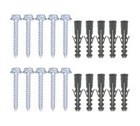 Lot de 10 chevilles de fixation murale M10 x 50 mm en zinc plaqué zinc et rondelles, idéal pour antenne TV, support d'antenne satellite, installation de fixation d'étagère