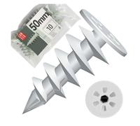 Lot de 10 chevilles d'isolation 50 mm en polyamide, WDVS et polystyrène pour fixation dans l'isolation, plaque de Ø 25 mm, pour vis de 4,5 mm Lun Fix