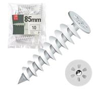 Lot de 10 chevilles d'isolation 85 mm en polyamide, WDVS et polystyrène pour fixation dans l'isolation, plaque de Ø 28 mm, pour vis de 4,5 mm Lun Fix
