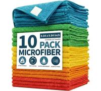 Lot de 10 chiffons de nettoyage en microfibre multi-usages absorbants pour cuisine, salle de bain, verre et meubles, sans traces et non pelucheux (couleurs assorties)