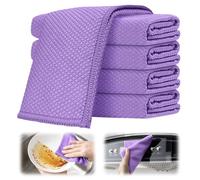 Lot de 10 chiffons de nettoyage en microfibre ; torchon à vaisselle ; chiffon à récurer ; chiffon de cuisine ; chiffon de voiture ; chiffon de nettoyage pour vitres ; chiffon absorbant (violet, 10)