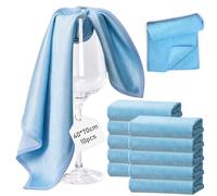 Lot de 10 chiffons de polissage en microfibre pour verre à vin - 40 x 70 cm - Réutilisables - Sans traces - En microfibre - Avec bord rouge