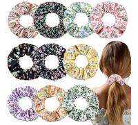 Lot de 10 chouchous à fleurs douces colorées pour queue de cheval - Accessoires de cheveux pour filles et femmes - Cheveux épais et bouclés