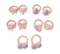 Lot de 10 chouchous élastiques à cheveux pour petites filles et tout-petits avec motifs colorés de fleurs ou de fruits