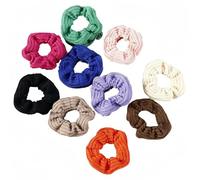 Lot de 10 chouchous en satin, élastiques à cheveux en soie, anneaux pour tresses en laine tricotée pour femmes