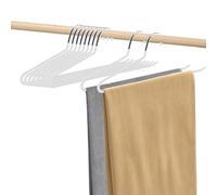 Lot de 10 cintres à pantalons - En métal - Peu encombrants - Multifonction - Avec extrémités ouvertes - Pour pantalons, jupes, serviettes - 38 x 13 cm (l x H) - Beige/blanc