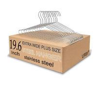Lot de 10 cintres Extra Larges en Acier Inoxydable pour vêtements de Grande Taille, 48,3 cm, Parfaits pour Chemises, Manteaux, Robes, XL, XXL, argenté