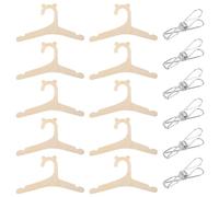 Lot de 10 cintres pour bébé - 6 pinces à sec - En bois - Pour enfants - Accessoires créatifs pour la maison