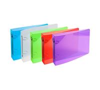 Exacompta - Réf. 51090E - Classeur PP semi-rigide pour fiches bristols - 2 anneaux ronds diamètre 25 mm - Dos 35 mm - Dimensions extérieures : 14 x 18 cm - 5 couleurs aléatoires