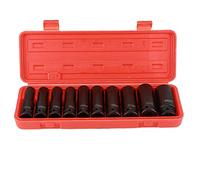 Lot de 10 clés à douille impact profond 1/2" Jeu d'impact hexagonal prise jeu 10pcs douilles chocs profonds Ensemble d'outils d'entraînement métrique Garage Workshop 10-24mm
