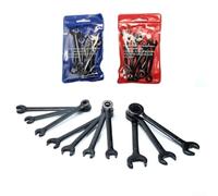 Lot de 10 clés compactes avec mâchoire plate pour une prise en main sûre dans les espaces confinés, acier à haute teneur en carbone traité thermiquement avec finition résistante à la rouille, pochette