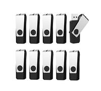 Lot de 10 Clés USB 16 Go, Mémoire Flash USB 2.0 avec Capsule Rotative à 360°, Stockage Amovible pour Ordinateur, PC, Portable, TV, Auto (Noir)