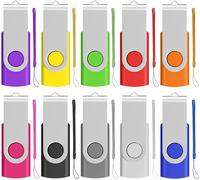 Lot De 10 Clés Usb 2.0 De 128 Mo - Design Pivotant - Pliable - Rangement Pliable - 10 Couleurs Mélangées Avec Cordon[MEM8291649]