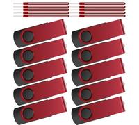 Lot de 10 clés USB 2.0 Kepmem pivotantes en métal avec 10 Cordes de Stockage de données Rouge 32 Go