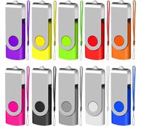 Lot De 10 Clés Usb 2.0 Pivotantes De 4 Go Avec Rangement Pliable (10 Couleurs Mélangées Avec Cordon De Main)[MEM8291650]