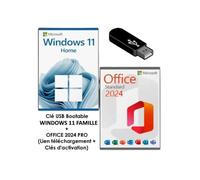 LOT de 10 clés USB 8 Go - 11 FAMILLE + OFFICE 2024 PRO || Clé activation offerte