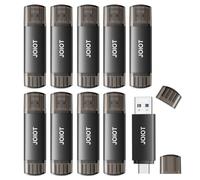 Lot de 10 clés USB C 64 Go double USB 3.0 de type C + USB A portable de type C 2 en 1 pour smartphone, tablette, ordinateur, Mac, iPhone 16/17, noir