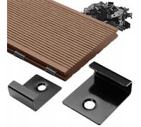 Lot de 10 clips de montage pour lames de terrasse WPC + vis en acier inoxydable A2 noir 25 x 25 mm | Clips de fixation résistants aux intempéries pour bois, aluminium, acier, structure porteuse